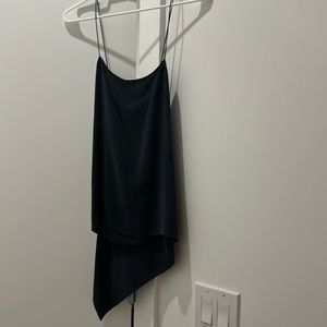 Theory Navy silk camisole. Slightly longer in  back w drapey detail